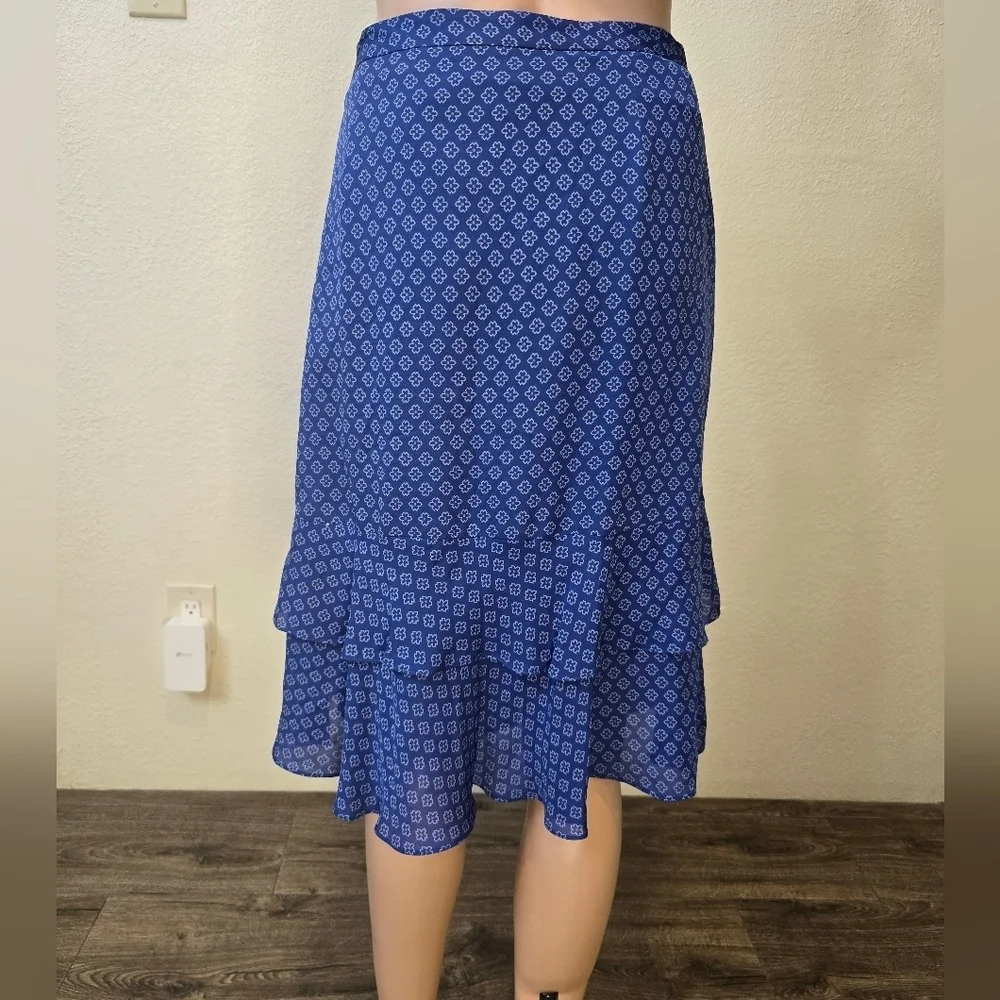 MICHAEL KORS WOMEN'S Blue  SWIRL LAYERED RUFFLE TIERED SKIRT  SIZE 12